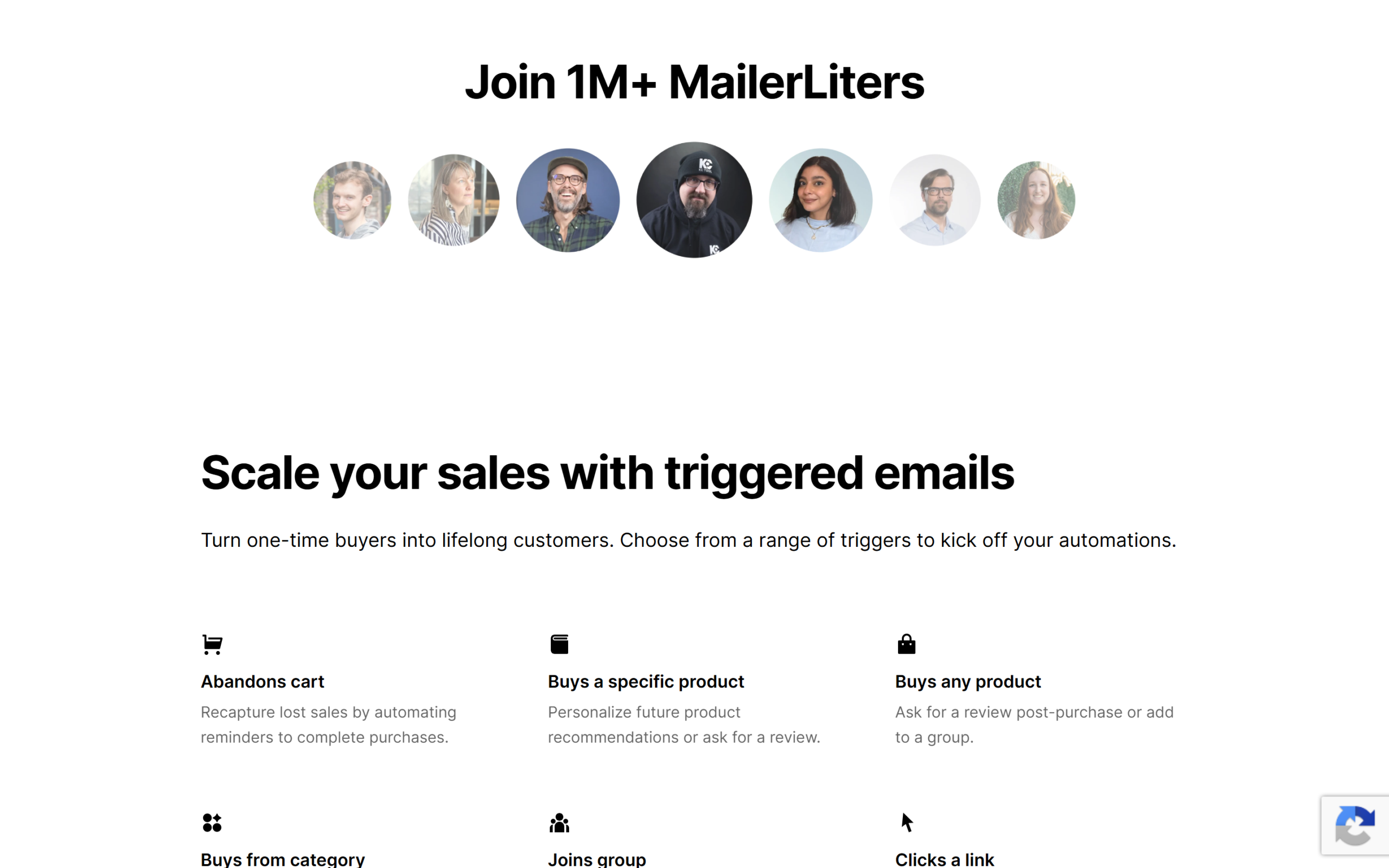 MailerLite automation page showing trigger types such as abandoned cart and date based triggers